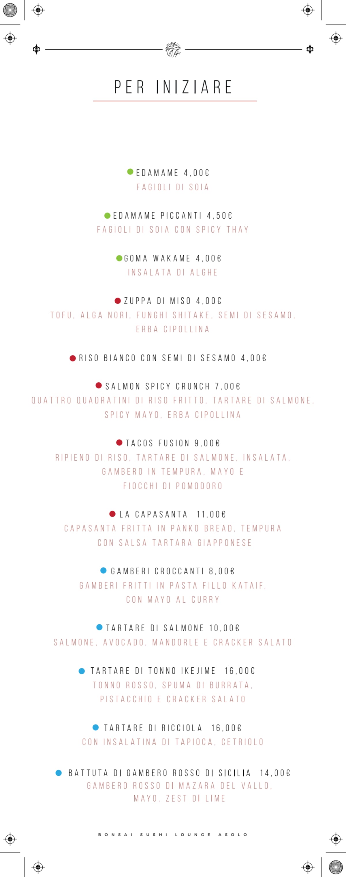 Carte et Menus 2024 Bonsai Sushi Lounge à Asolo TheFork