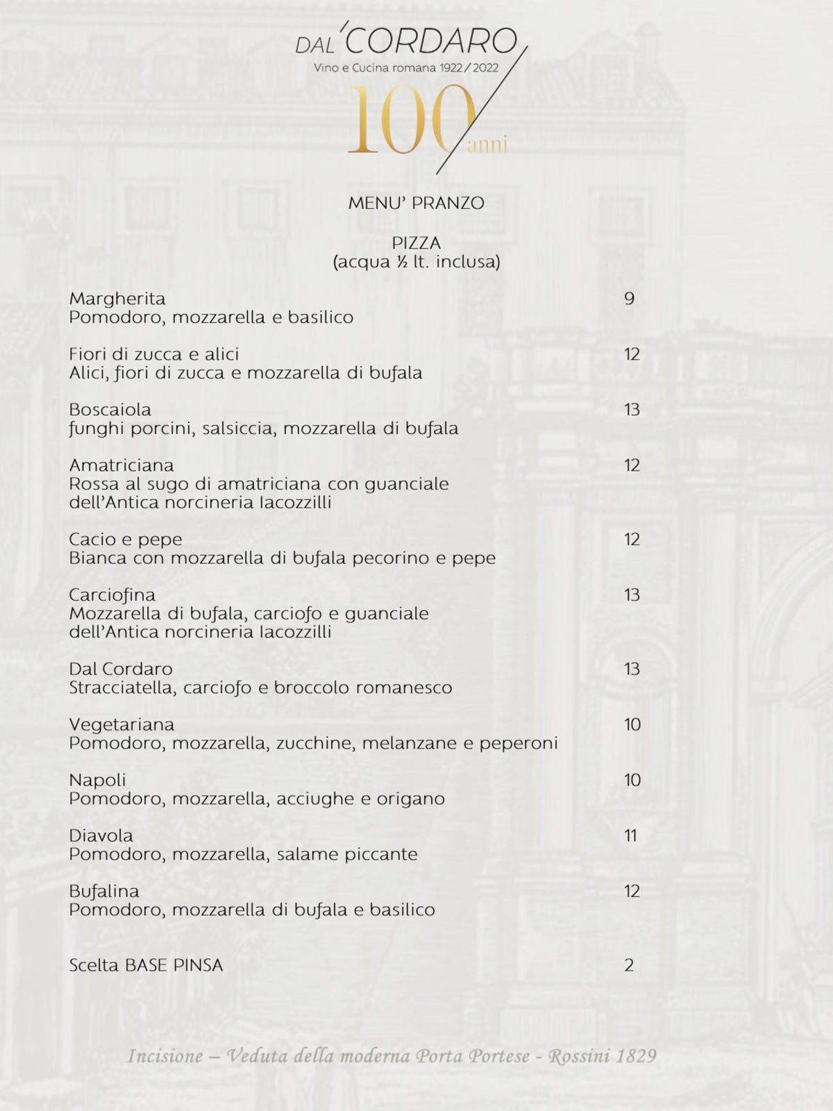 Trattoria Dal Cordaro - Milano menu