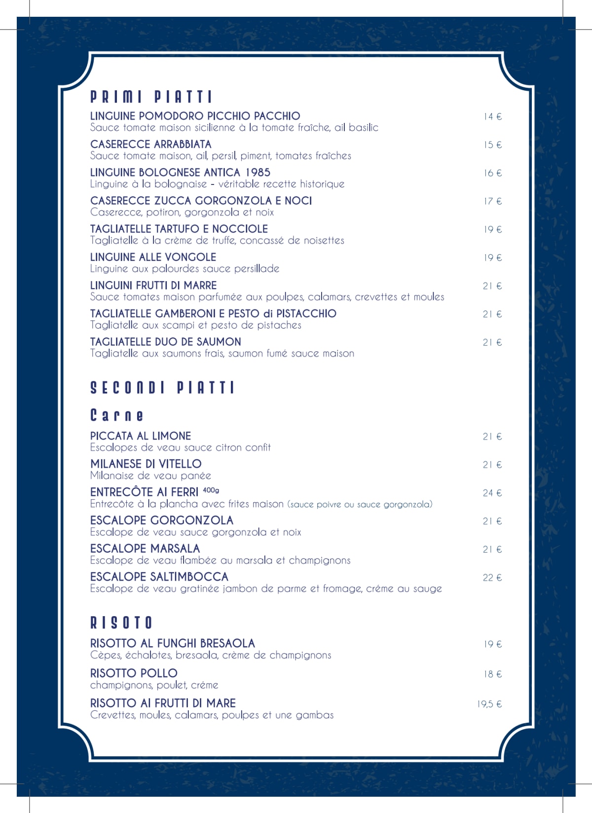 Carmina 17 menu