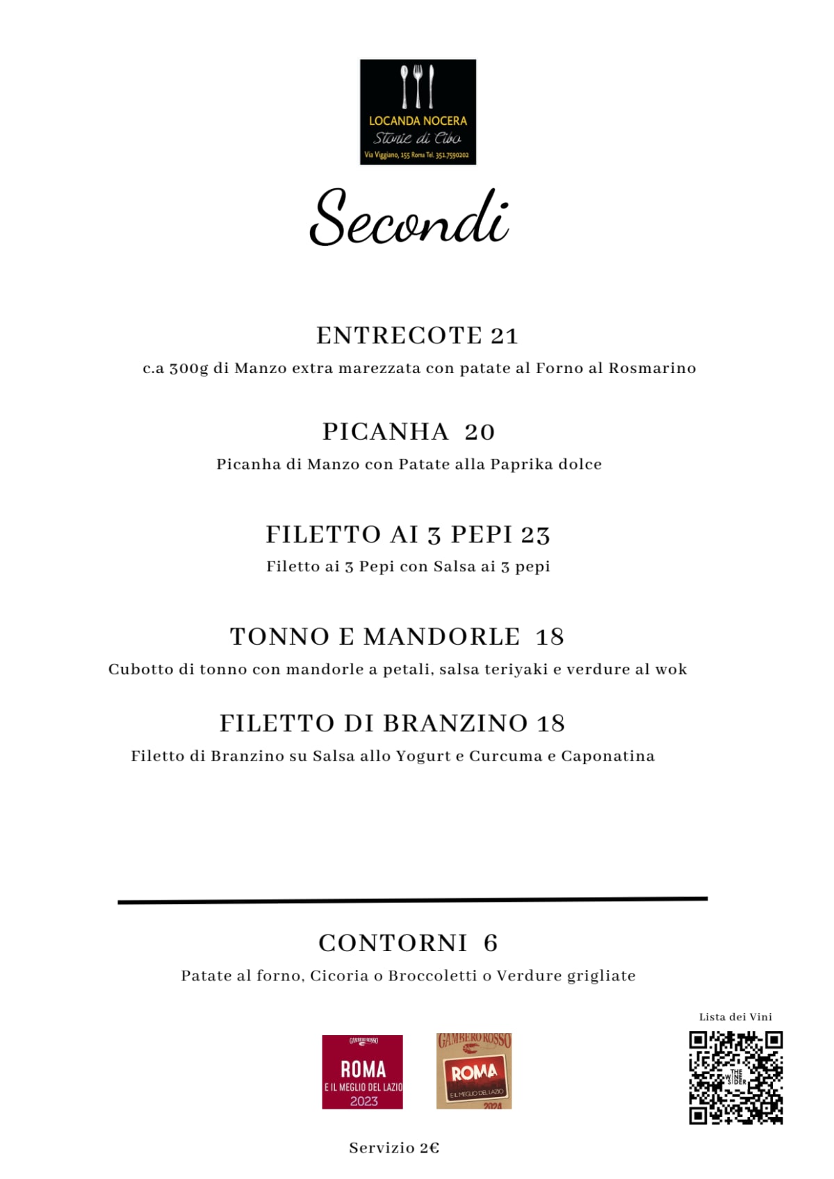 Locanda Nocera menu