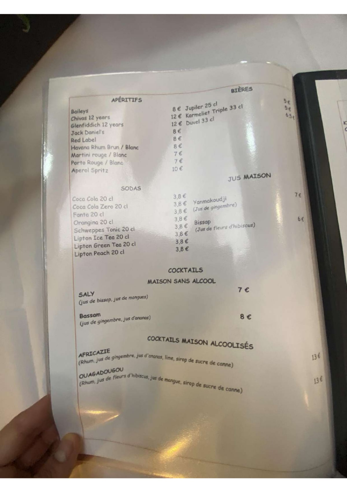 Africazie menu