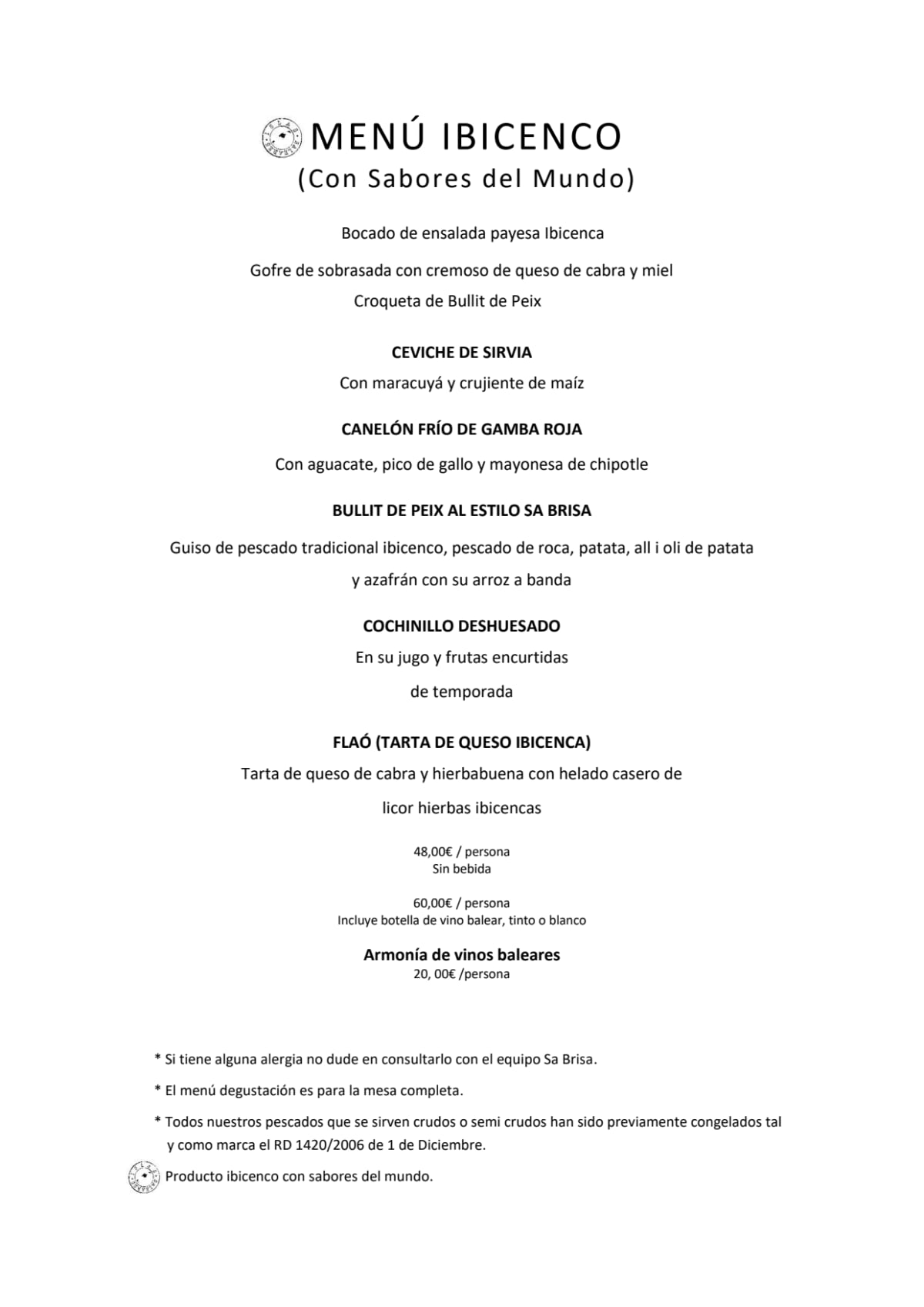 Sa Brisa Madrid menu