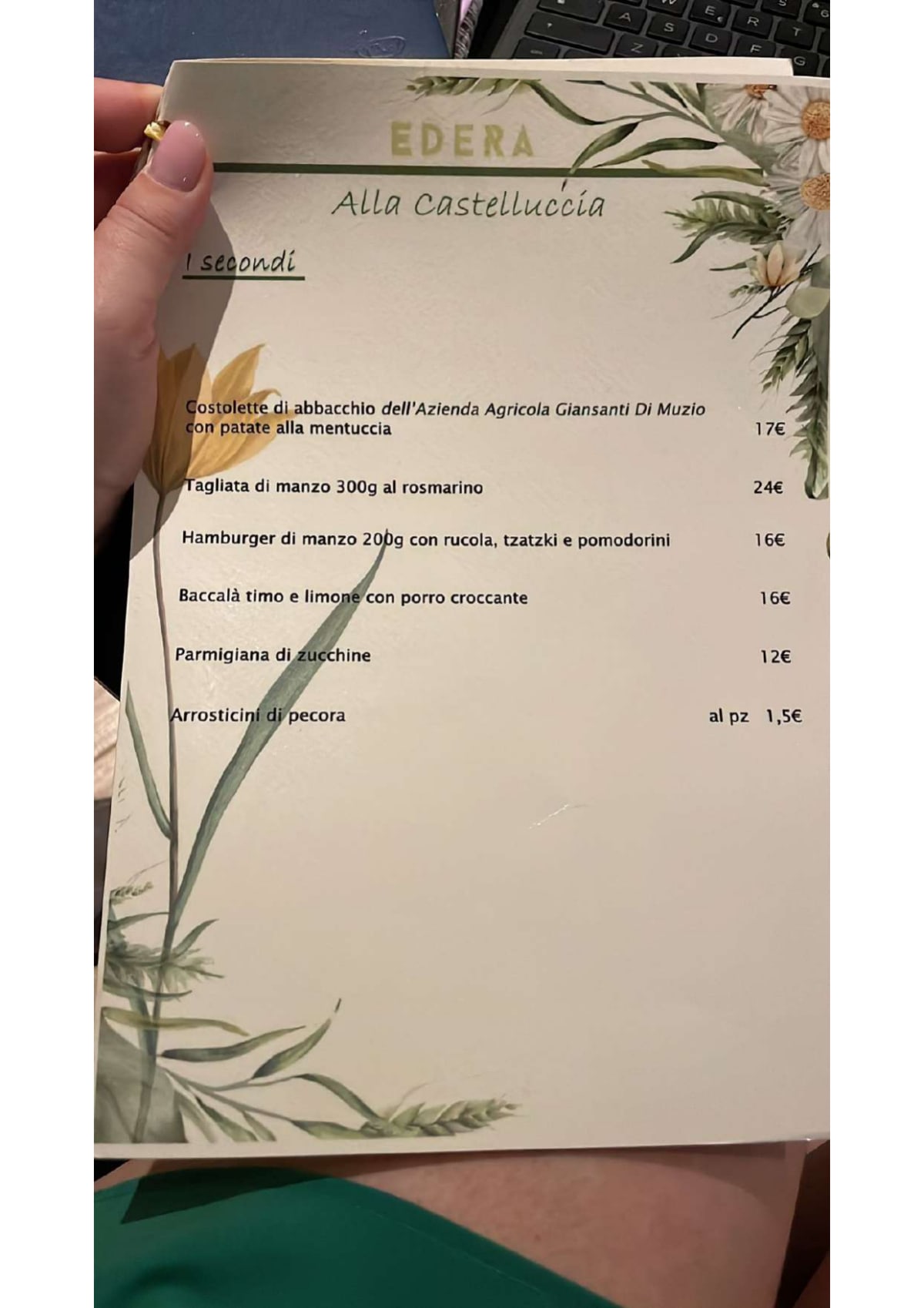 Edera - La Castelluccia menu