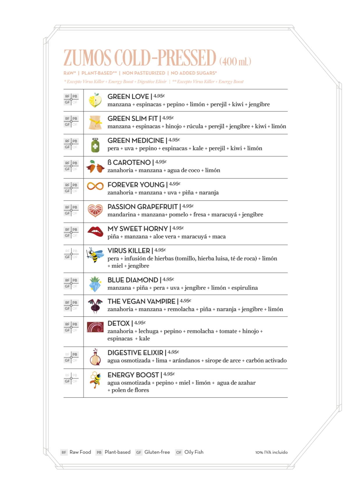 Flax&Kale Tallers menu