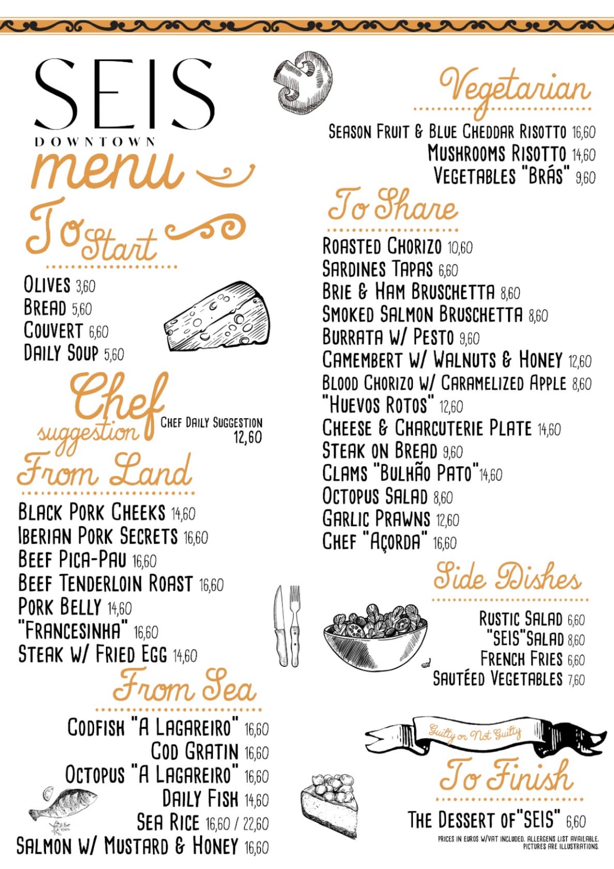 Seis Downtown menu