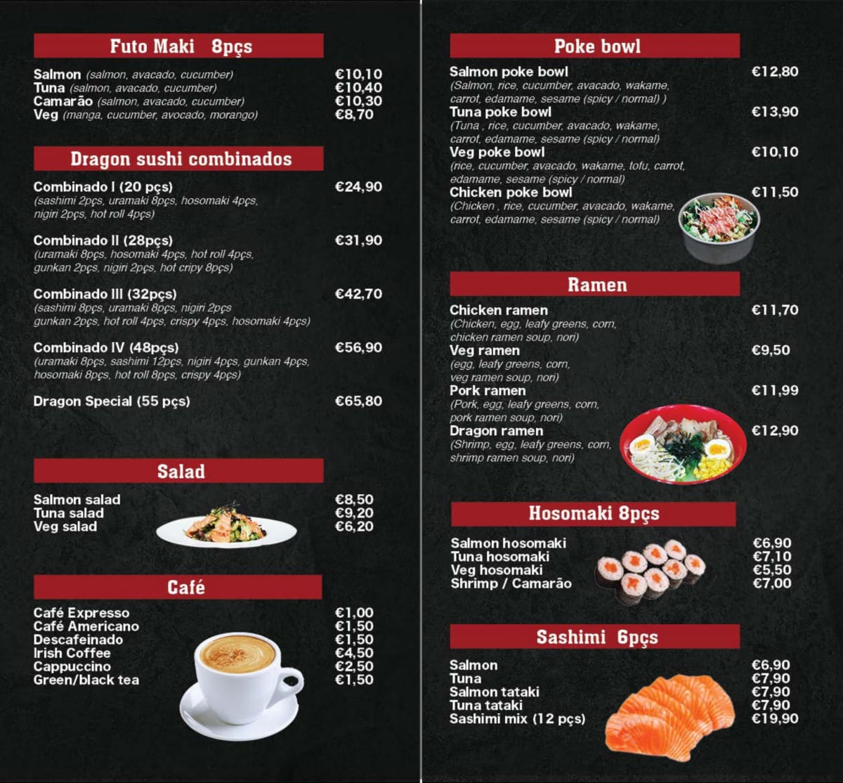 Dragon Sushi and Ramen Bar menu