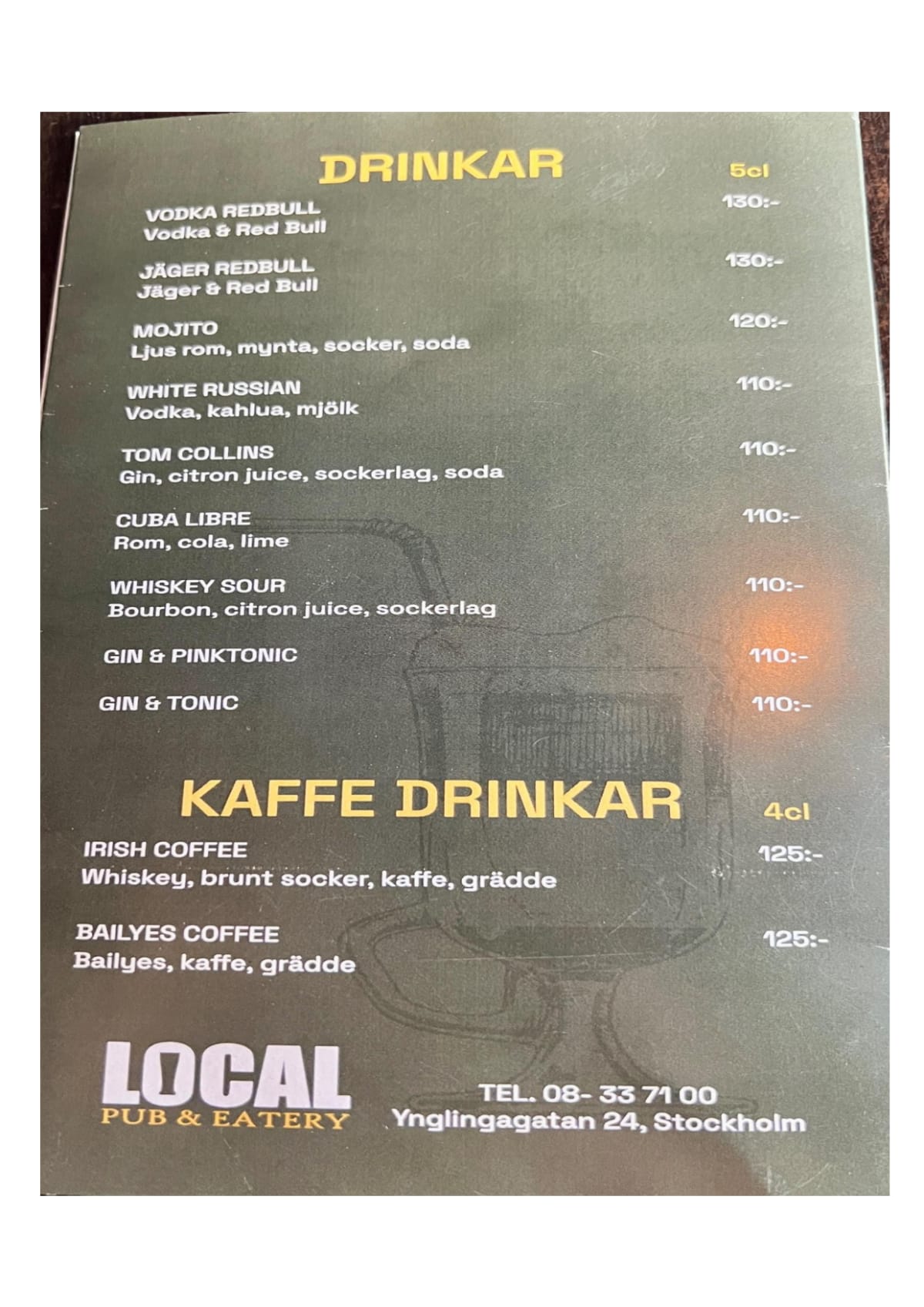 Carte et Menus 2024 Local Pub & Eatery à Stockholm TheFork