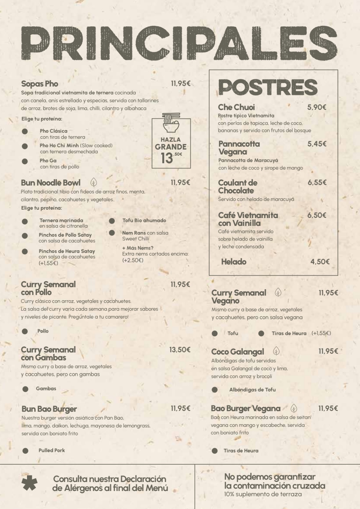 La Vietnamita Gracia menu