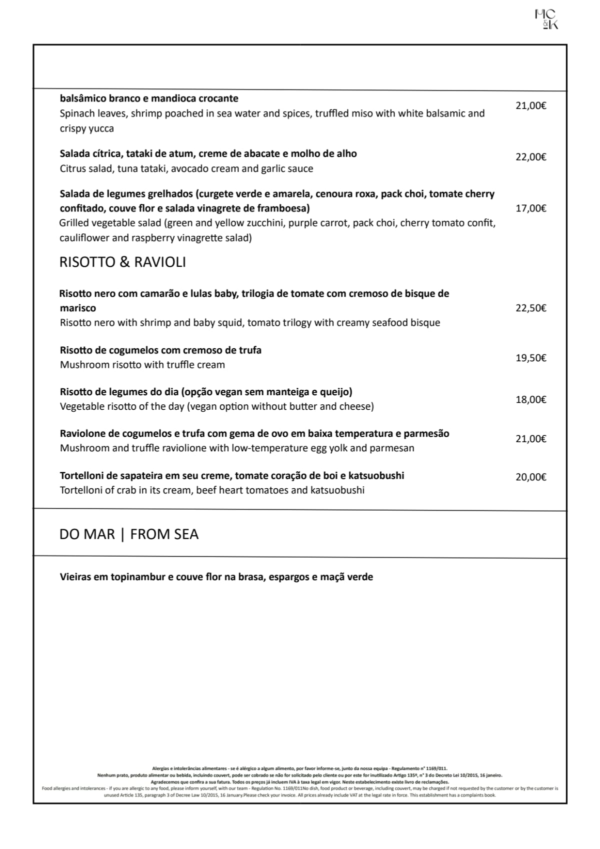 Maat Café & Kitchen menu