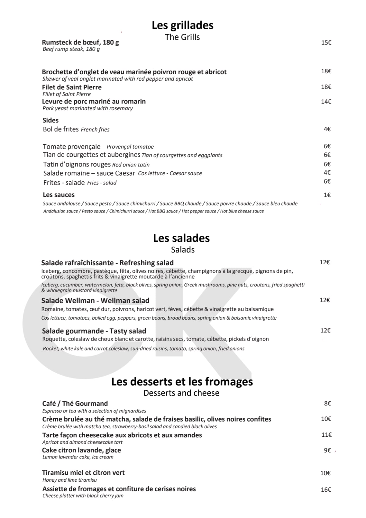 Carte et Menus 2023 Wellman Restaurant à Bordeaux TheFork