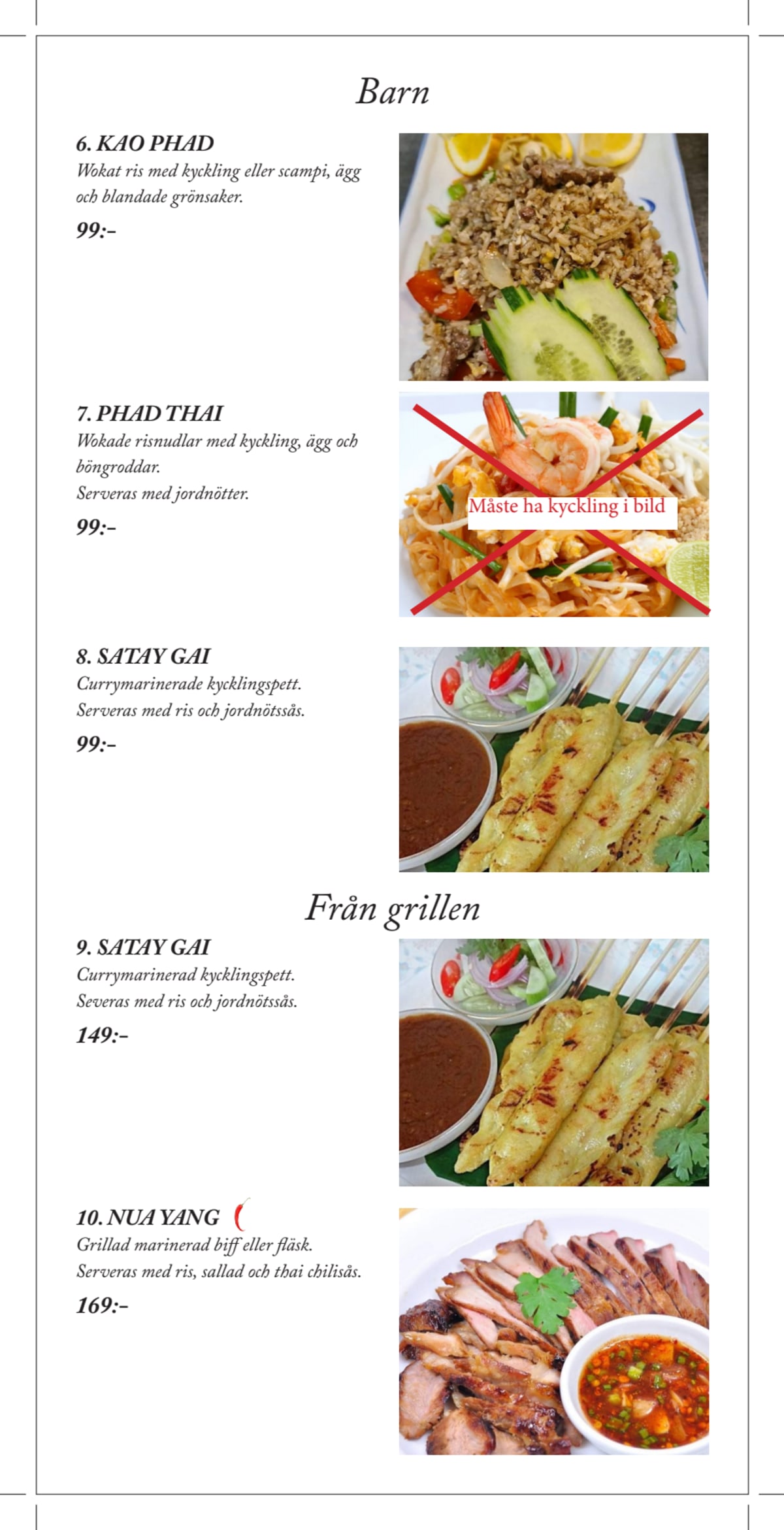 Isan Thai menu