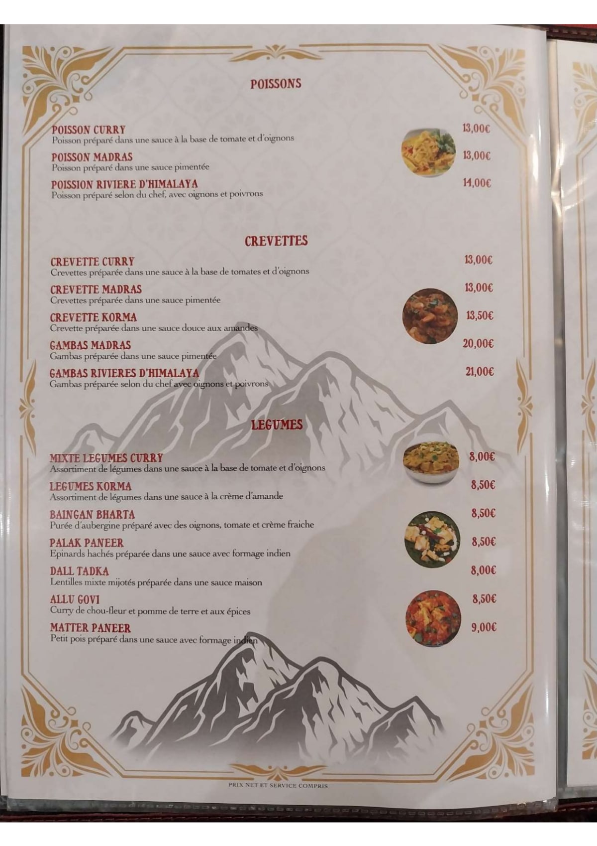 Rivières d'Himalaya menu