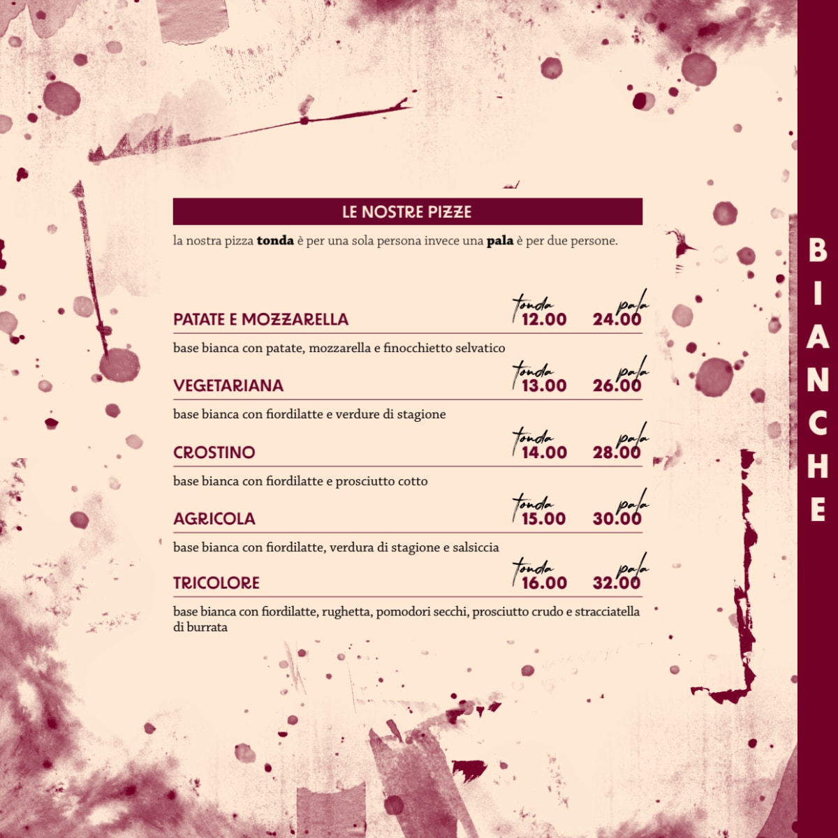 Laboratorio della Pizza menu