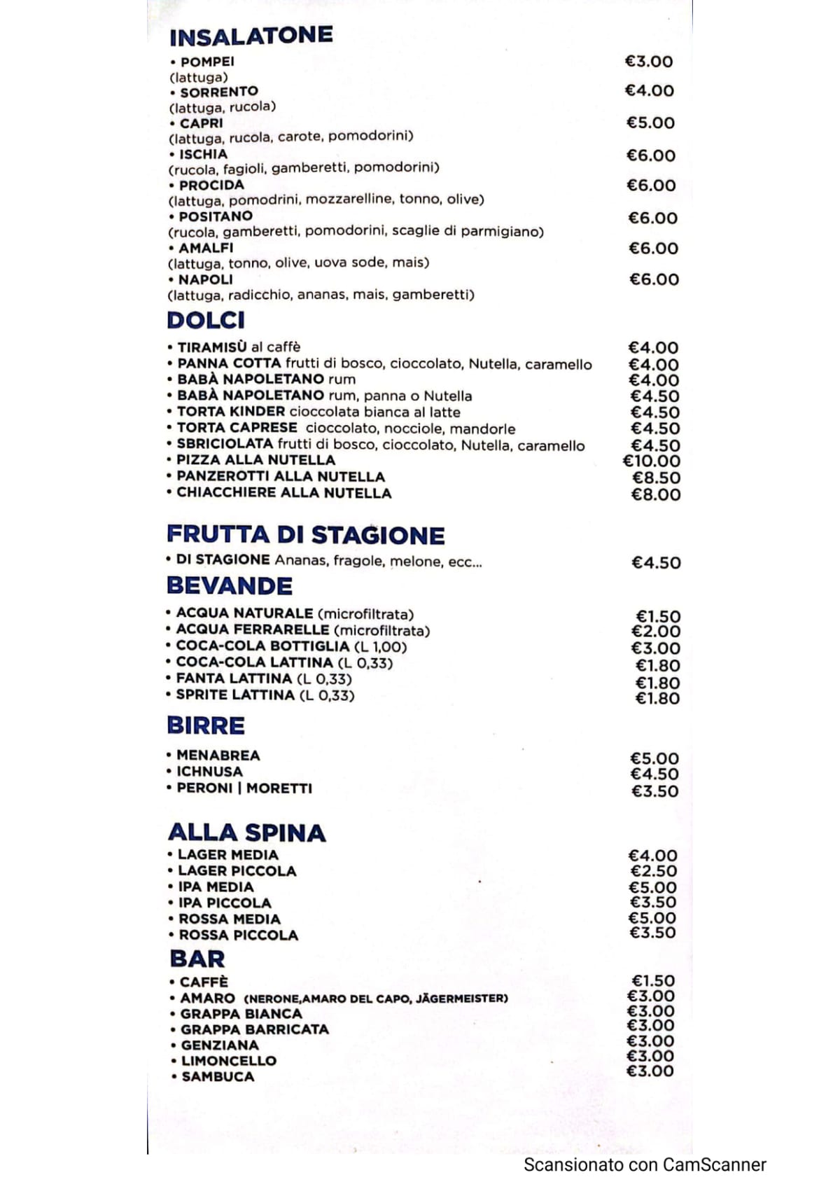 Pizzeria da Marco menu