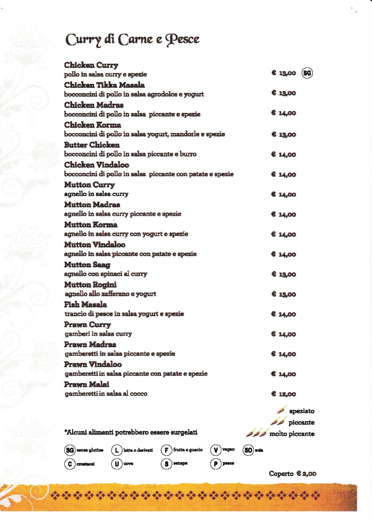 Samar Indian Restaurant menu
