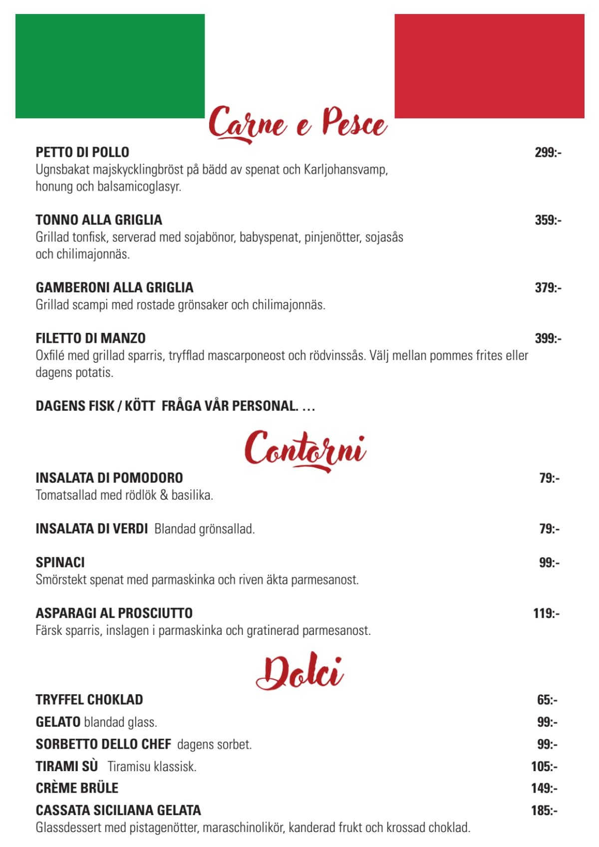 Il Conte menu