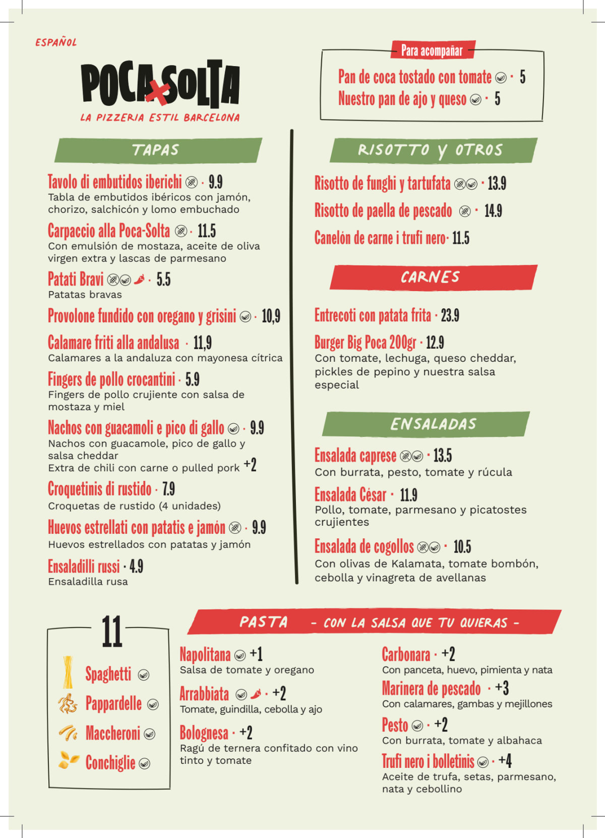 Poca-Solta menu