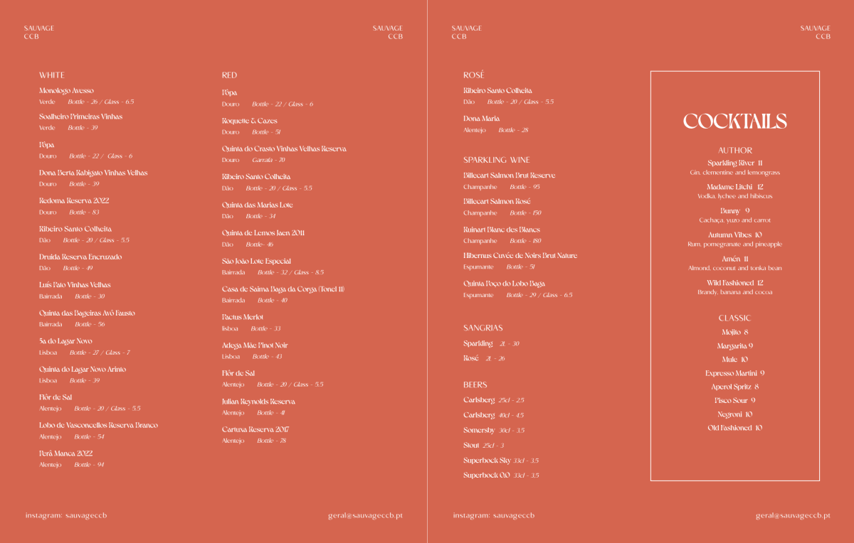 Sauvage CCB menu