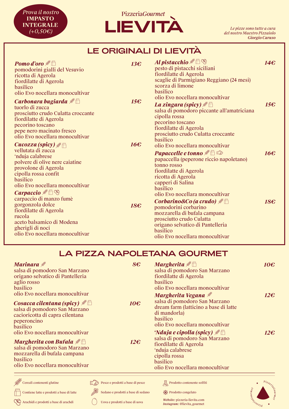 Lievità Moscova - Pizzeria Gourmet menu