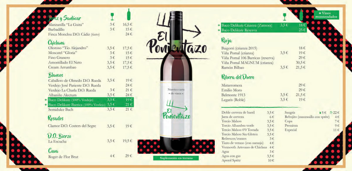 El Ponientazo menu