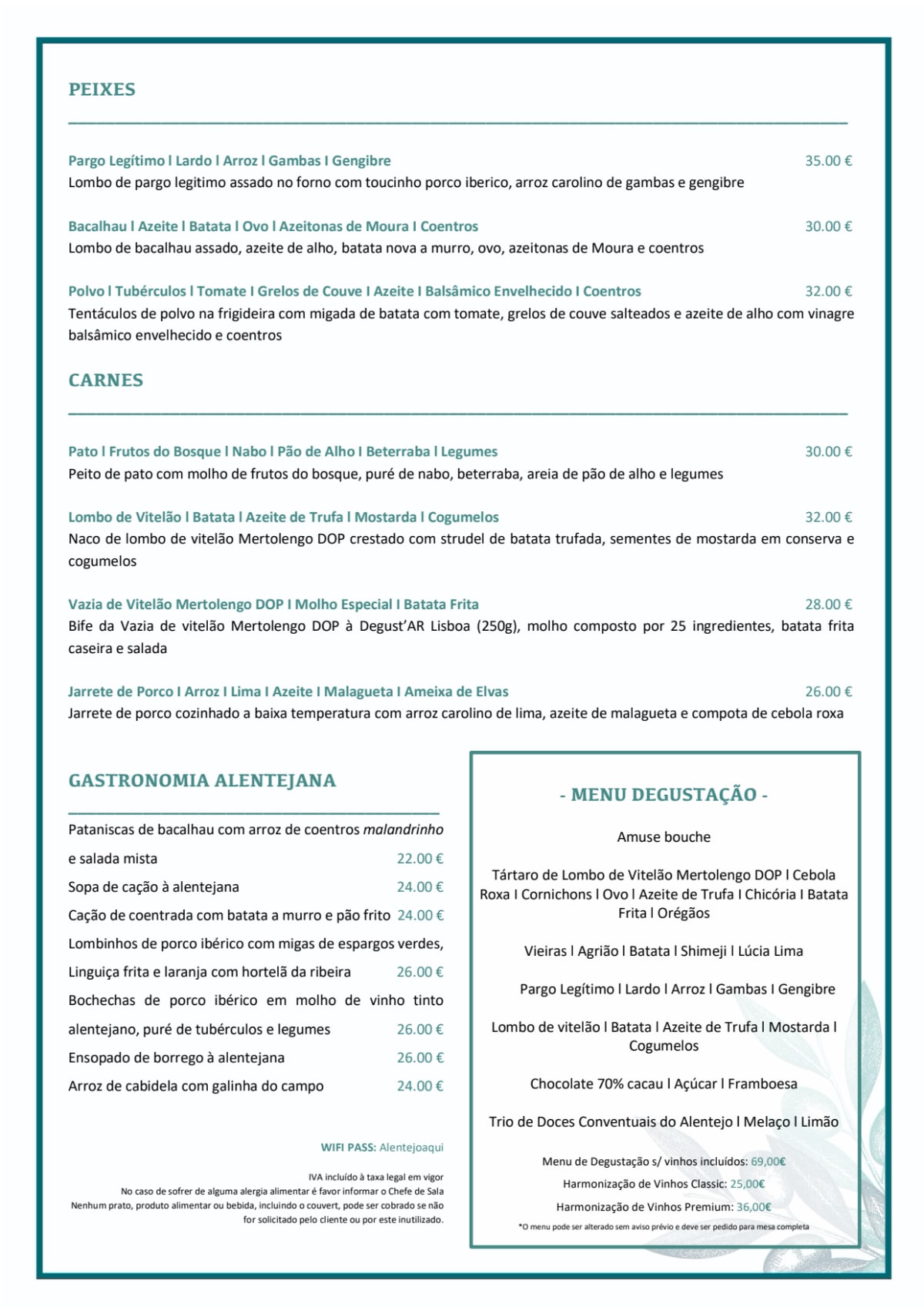 DegustAR Lisboa menu