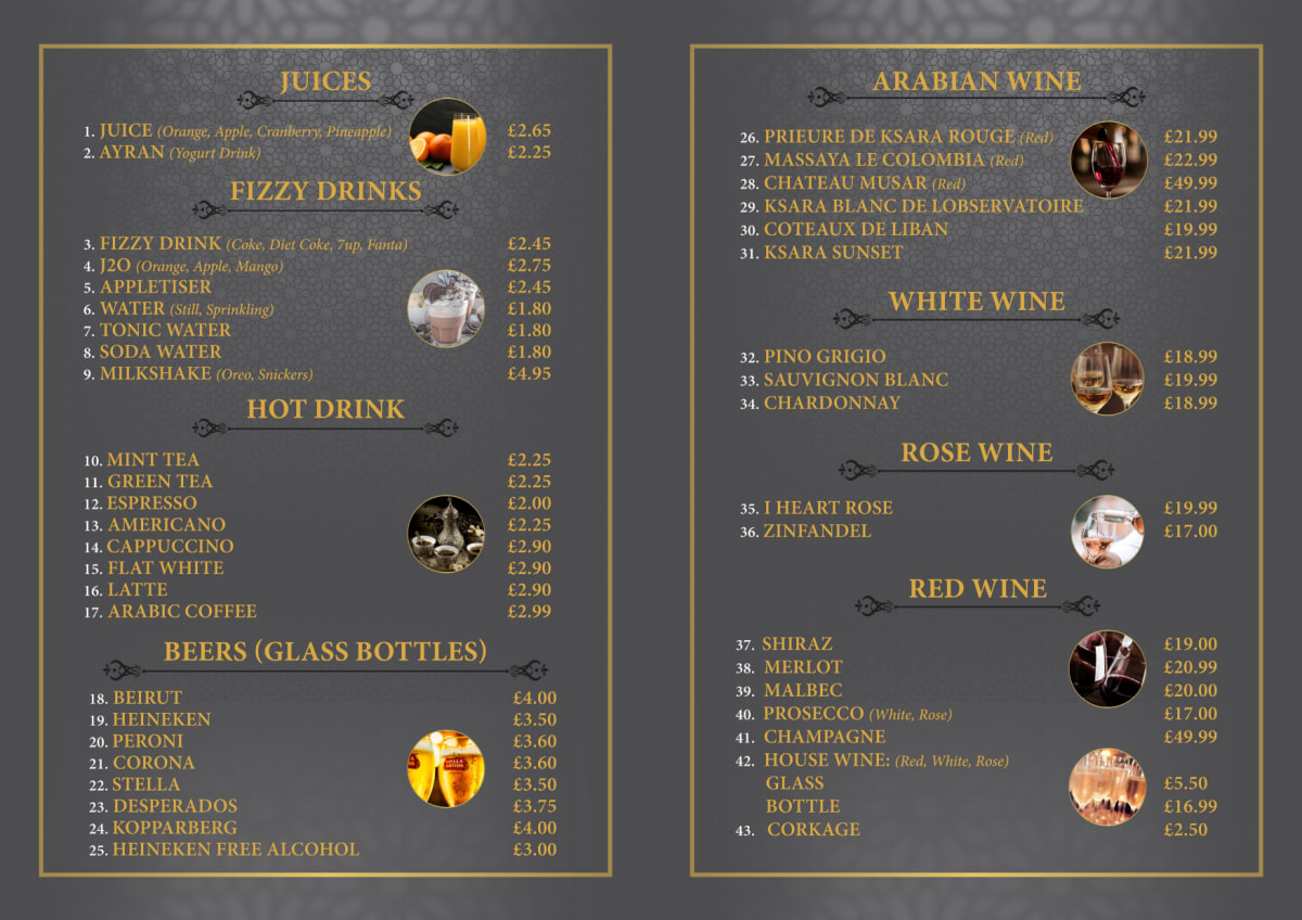 Carte et Menus 2023 Arabian Nights Restaurant à Stockport TheFork