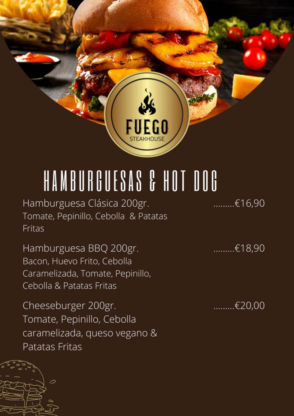 Fuego Steak House menu