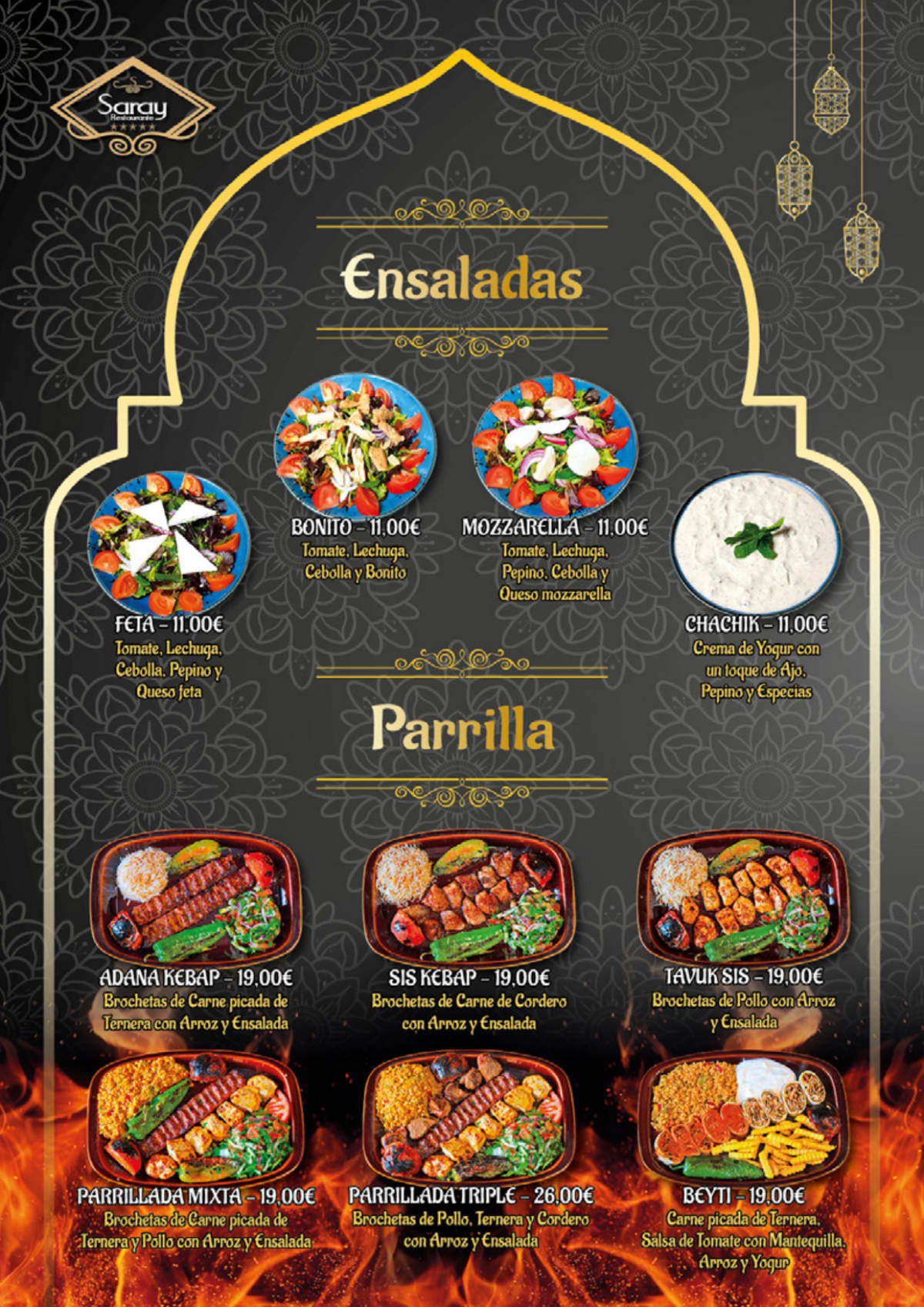 Saray menu