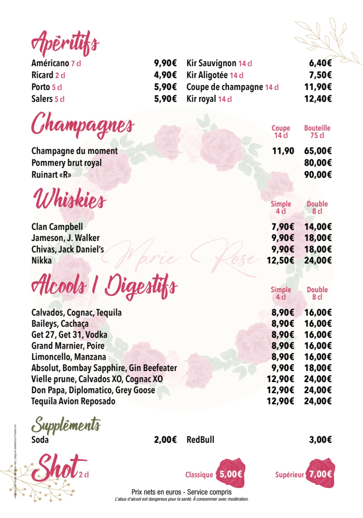 Menu 2024 Cafe Marie Rose in Paris TheFork