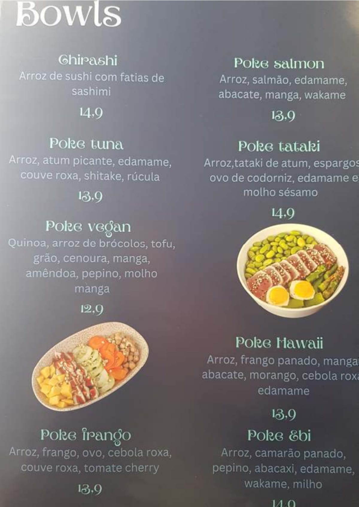 Koi Sushi Saldanha menu