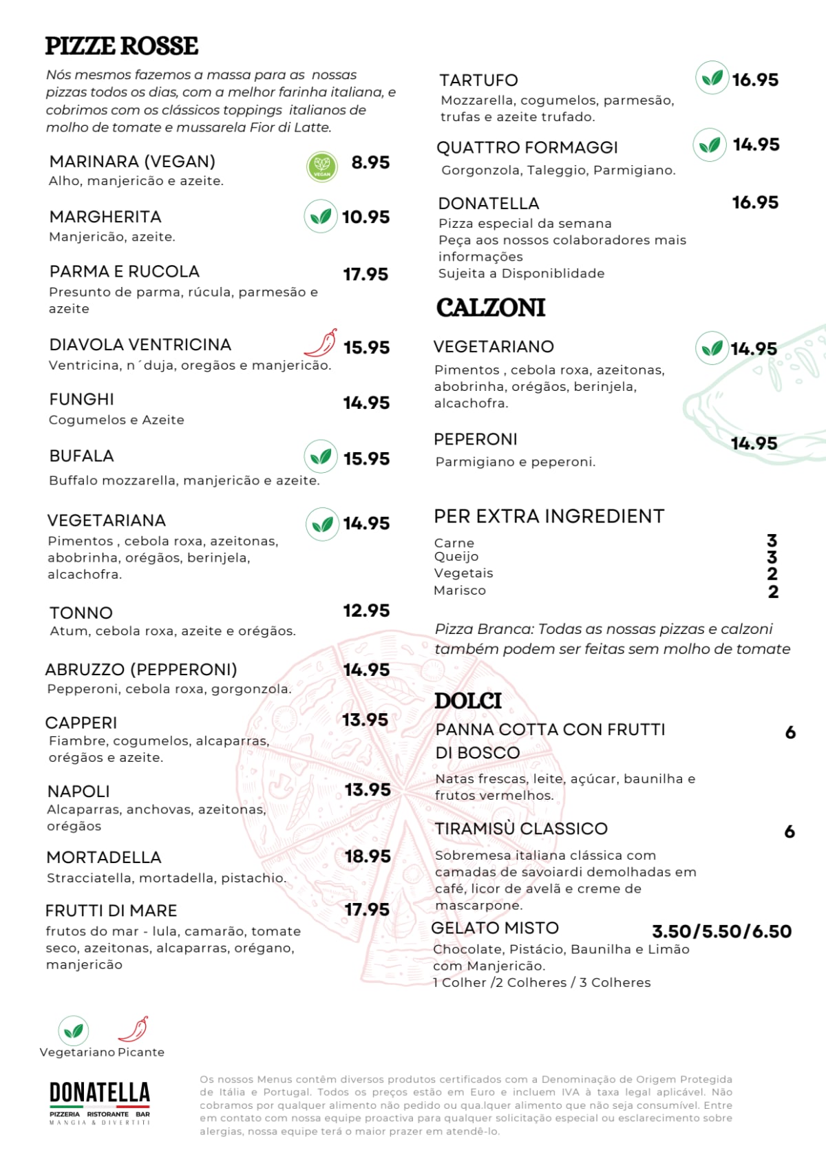 Ristorante Donatella menu