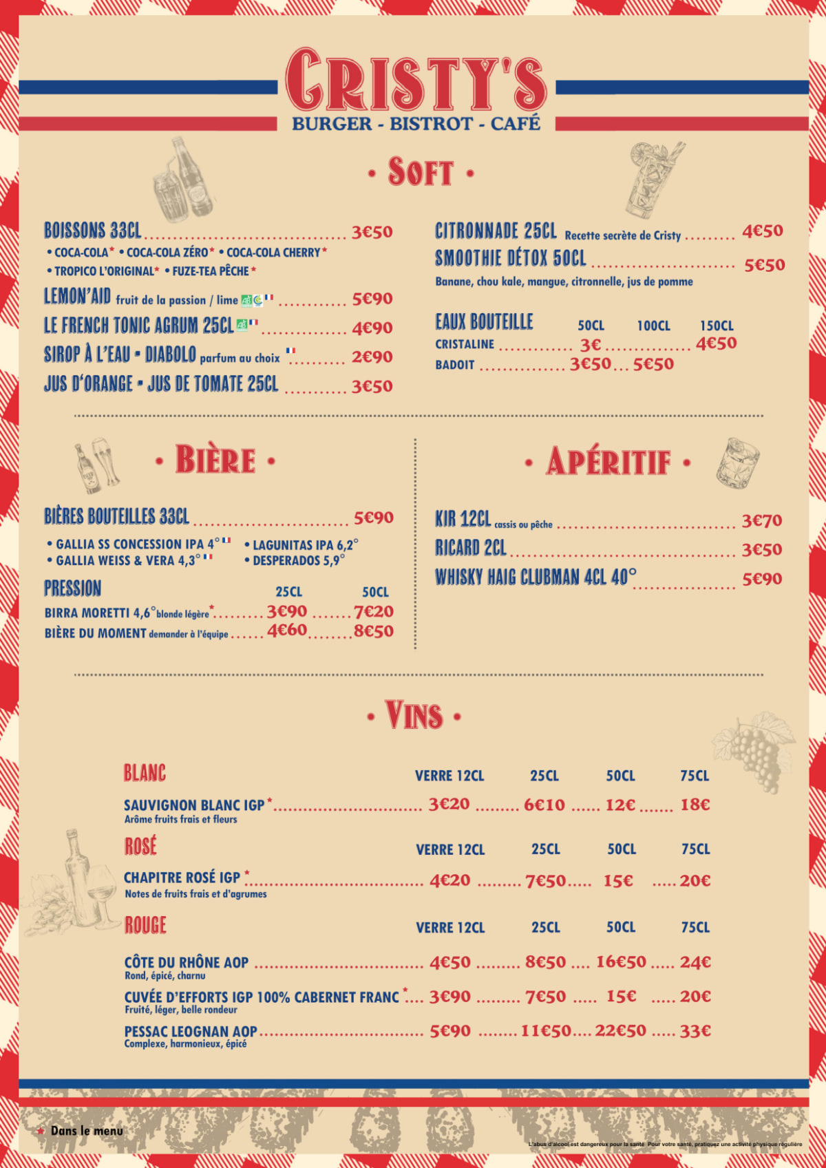 Carte et Menus 2024 - Le Cristy's à Angers | TheFork