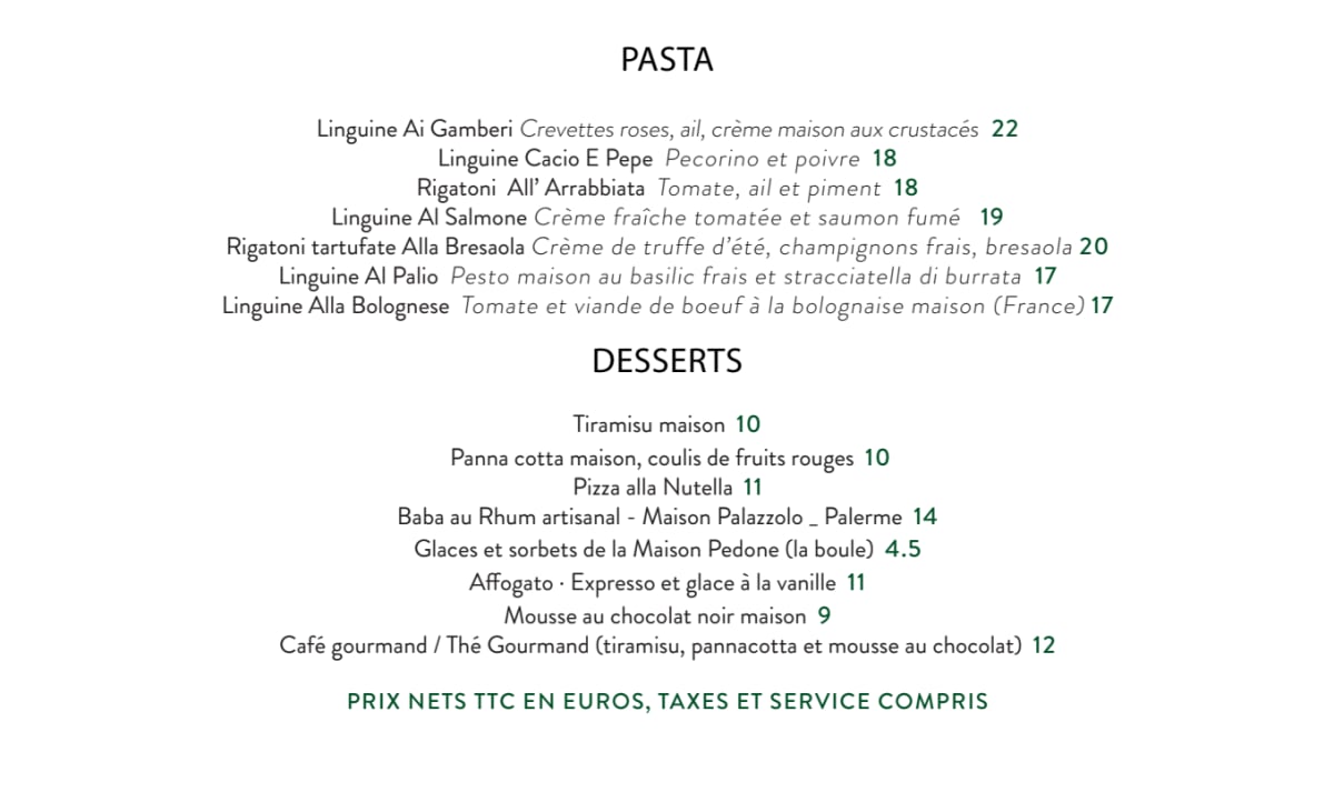 Alba menu