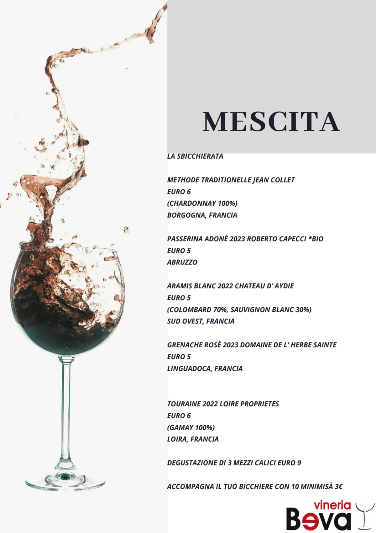 Vineria Beva menu