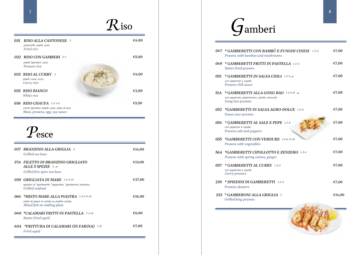 Naviglio menu