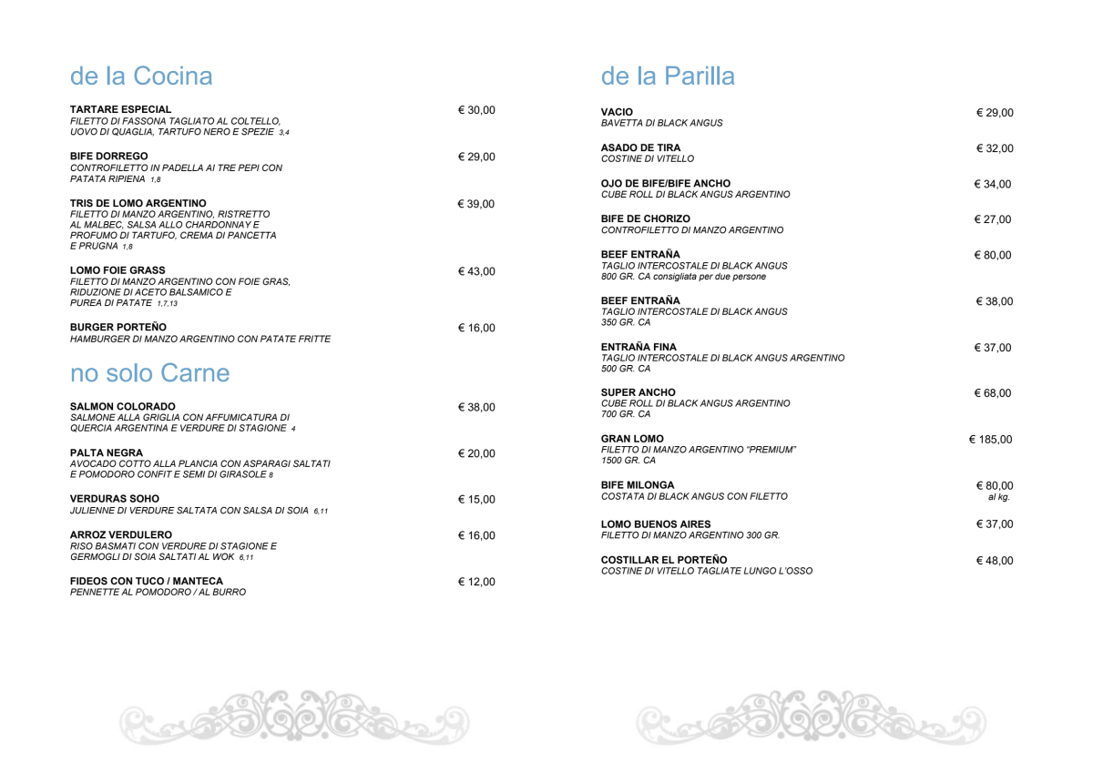 El Porteño Darsena menu