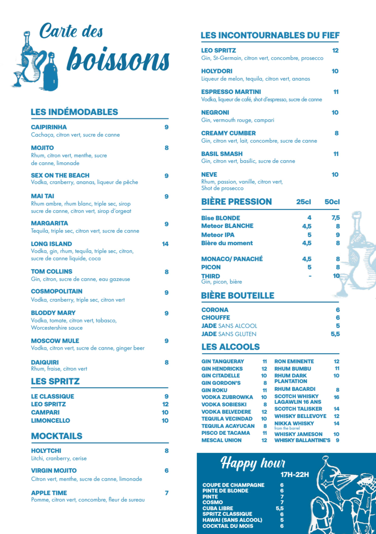 Le Fief menu