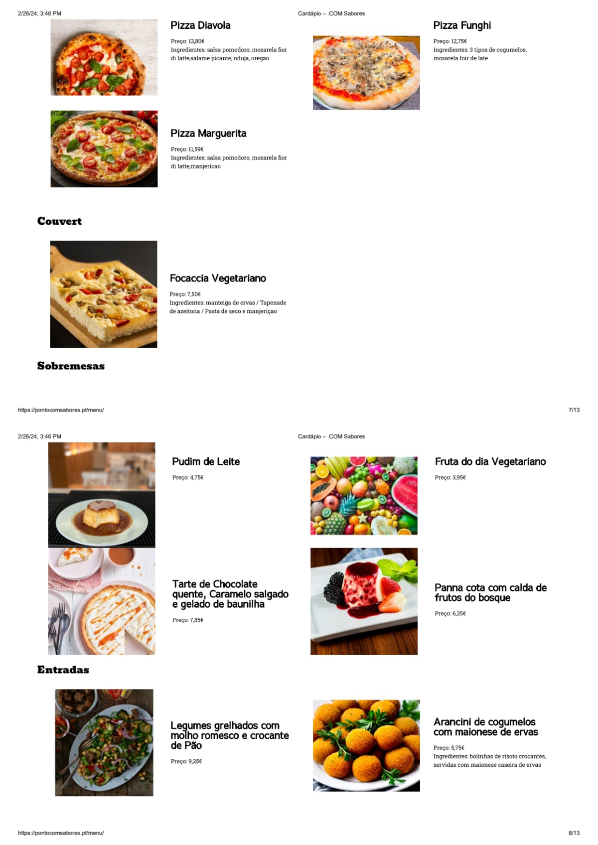 .COM Sabores Pizzaria & Restaurante menu