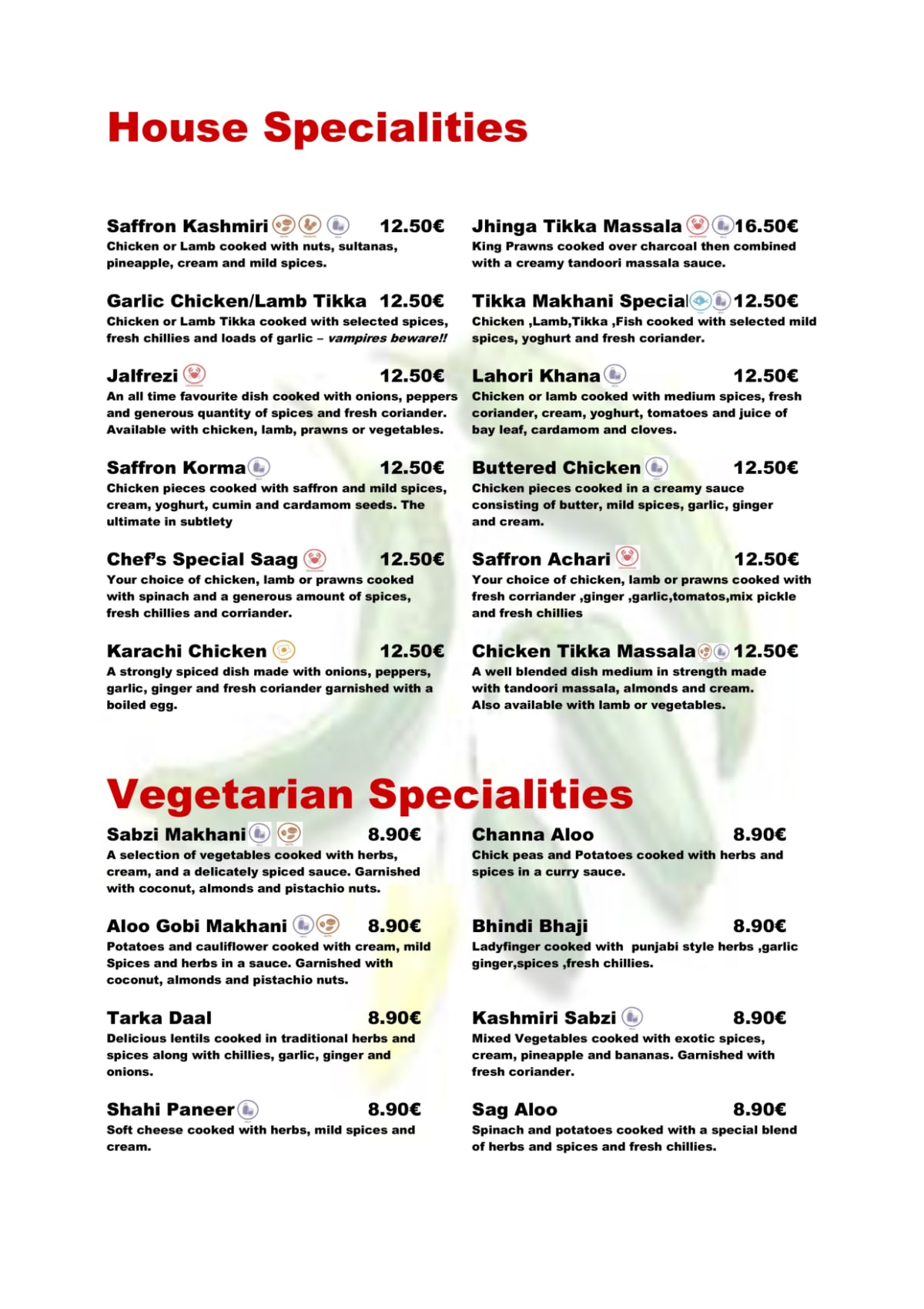 Menu 2023 Saffron Desi em Palmanova TheFork