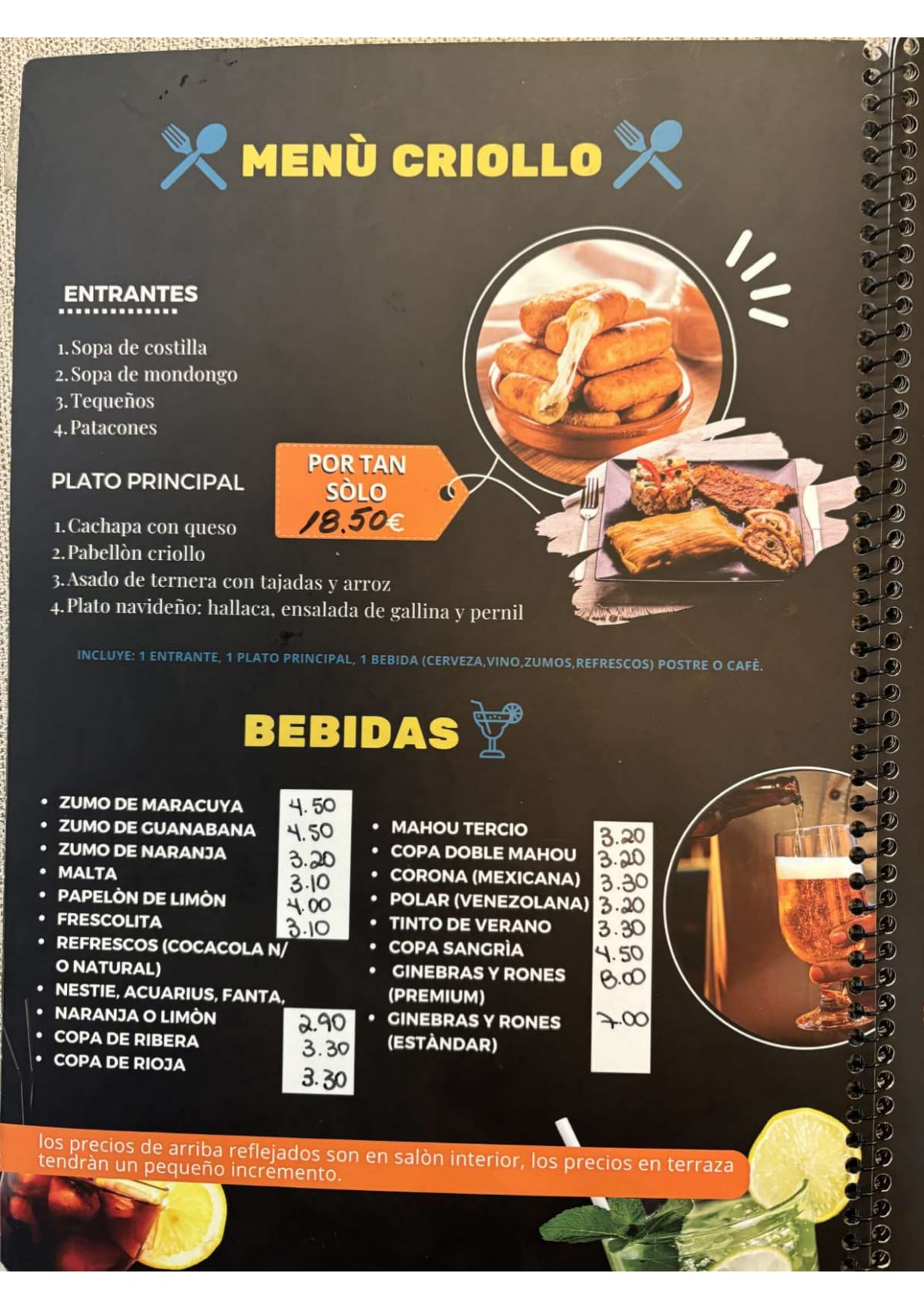 La Taguara menu