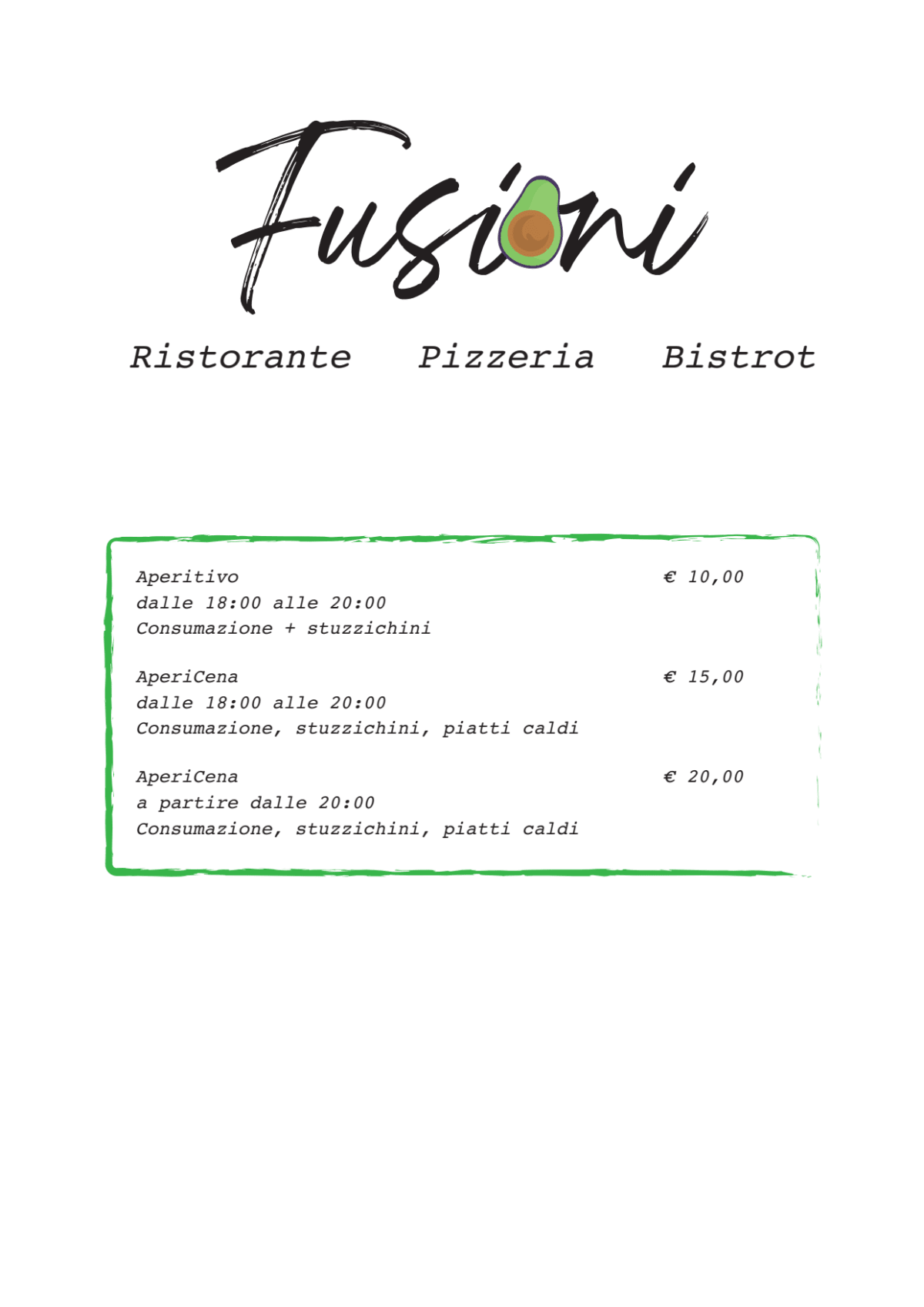 Fusioni menu