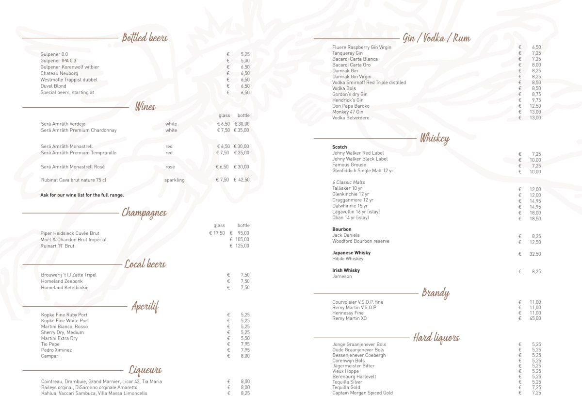 Restaurant Seven Seas - Grand Hotel Amrâth Amsterdam  menu