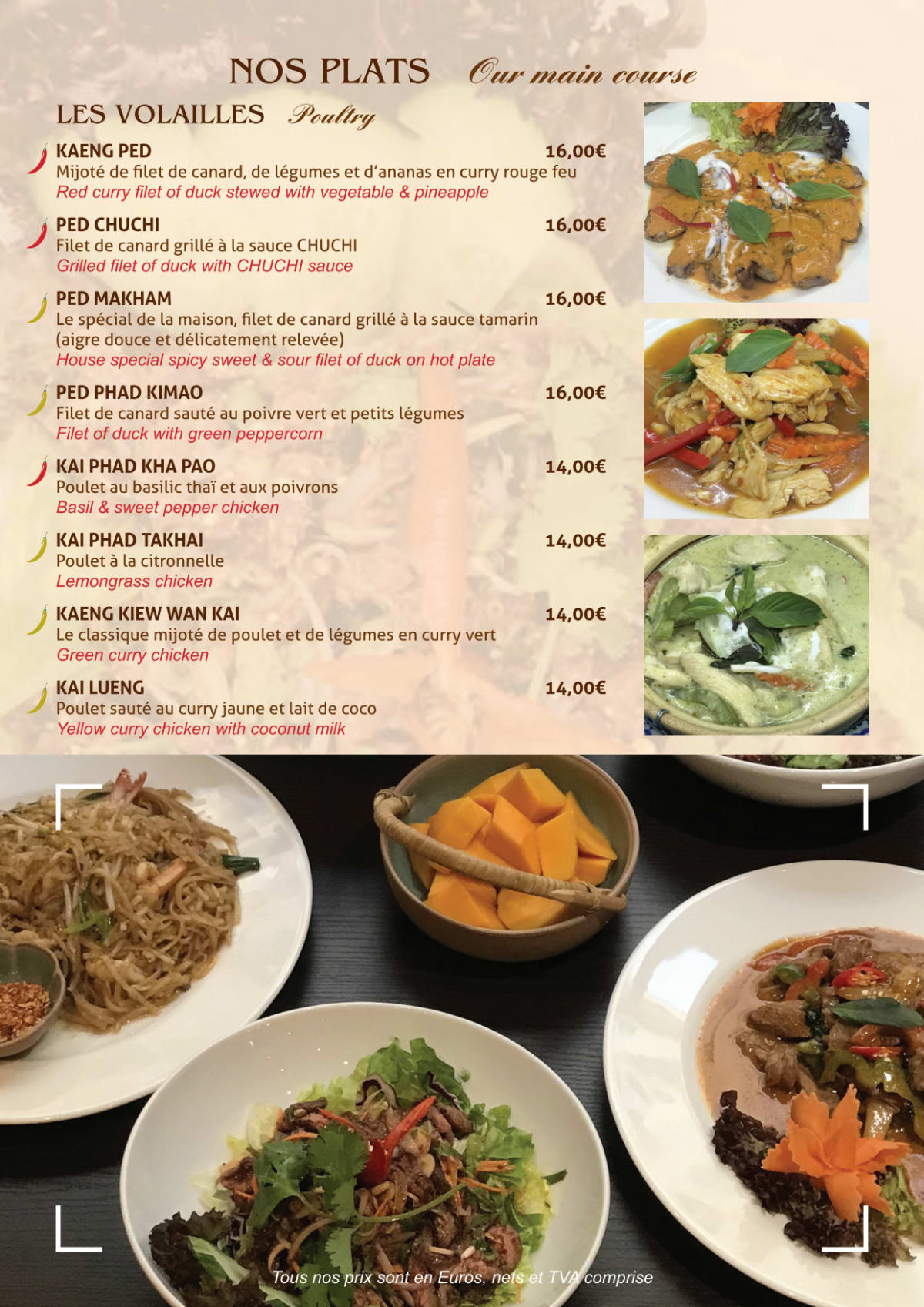 Makham Thaï menu