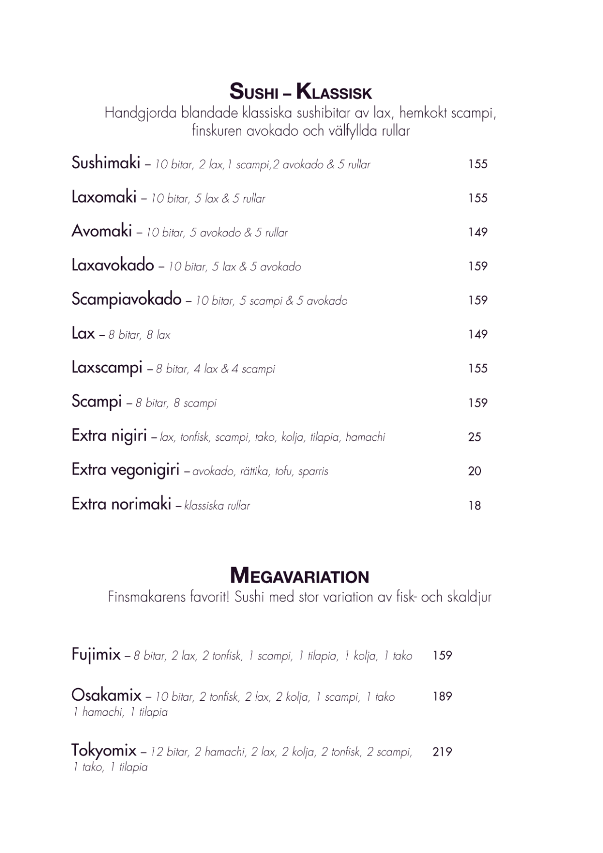 Manga menu