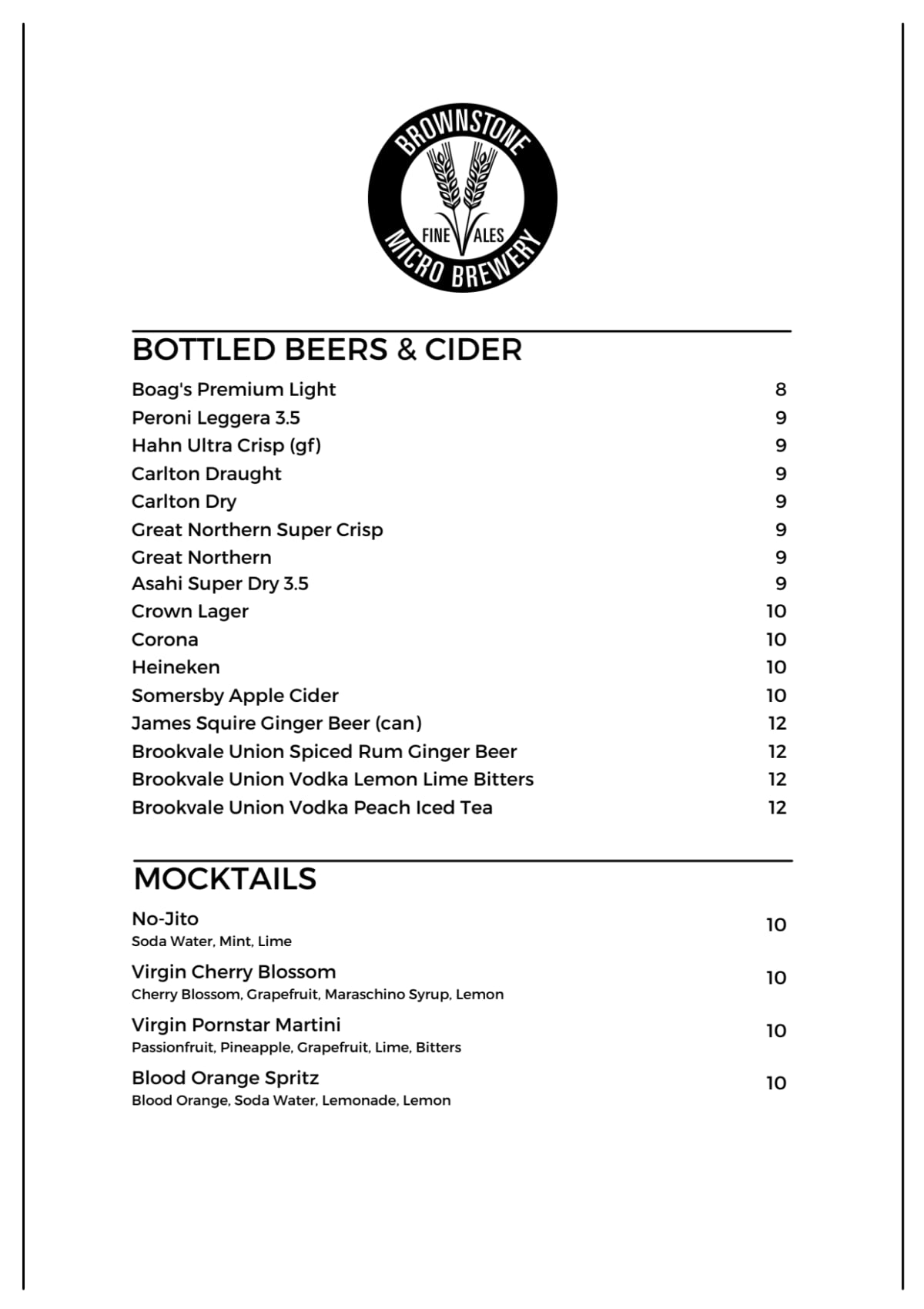 Carta y menù 2024 Actualizados Brownstone Micro Brewery en