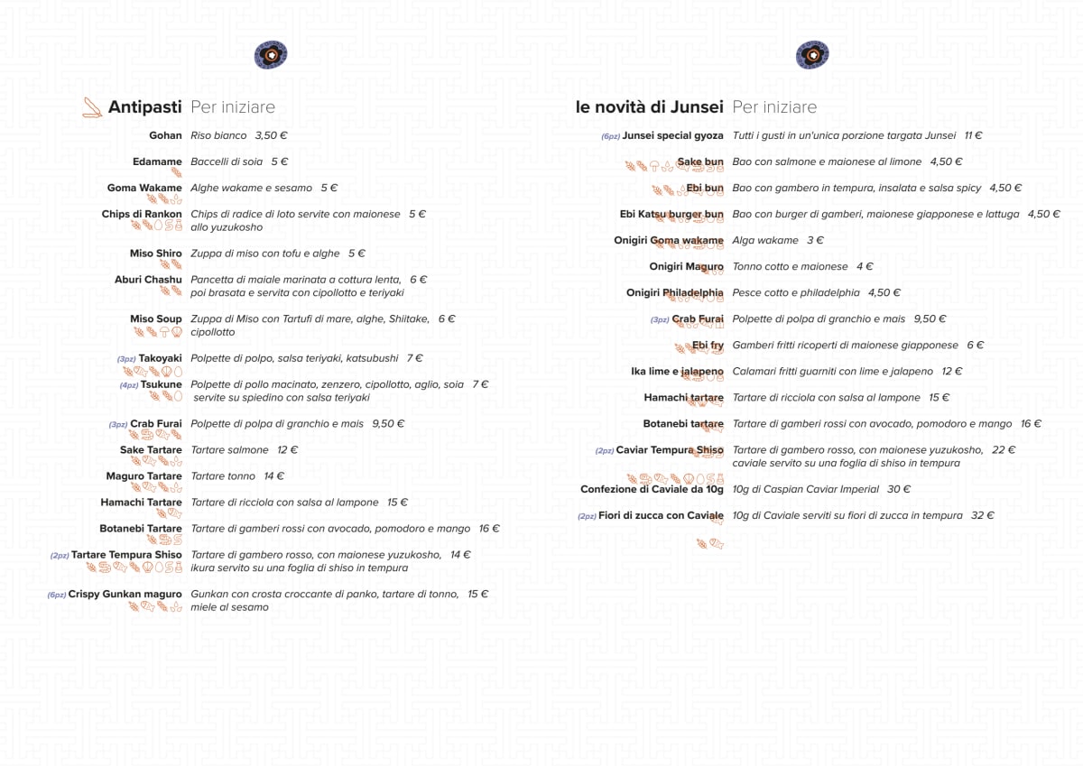 Menu 2024 Junsei Sushi Flaminio em Roma TheFork