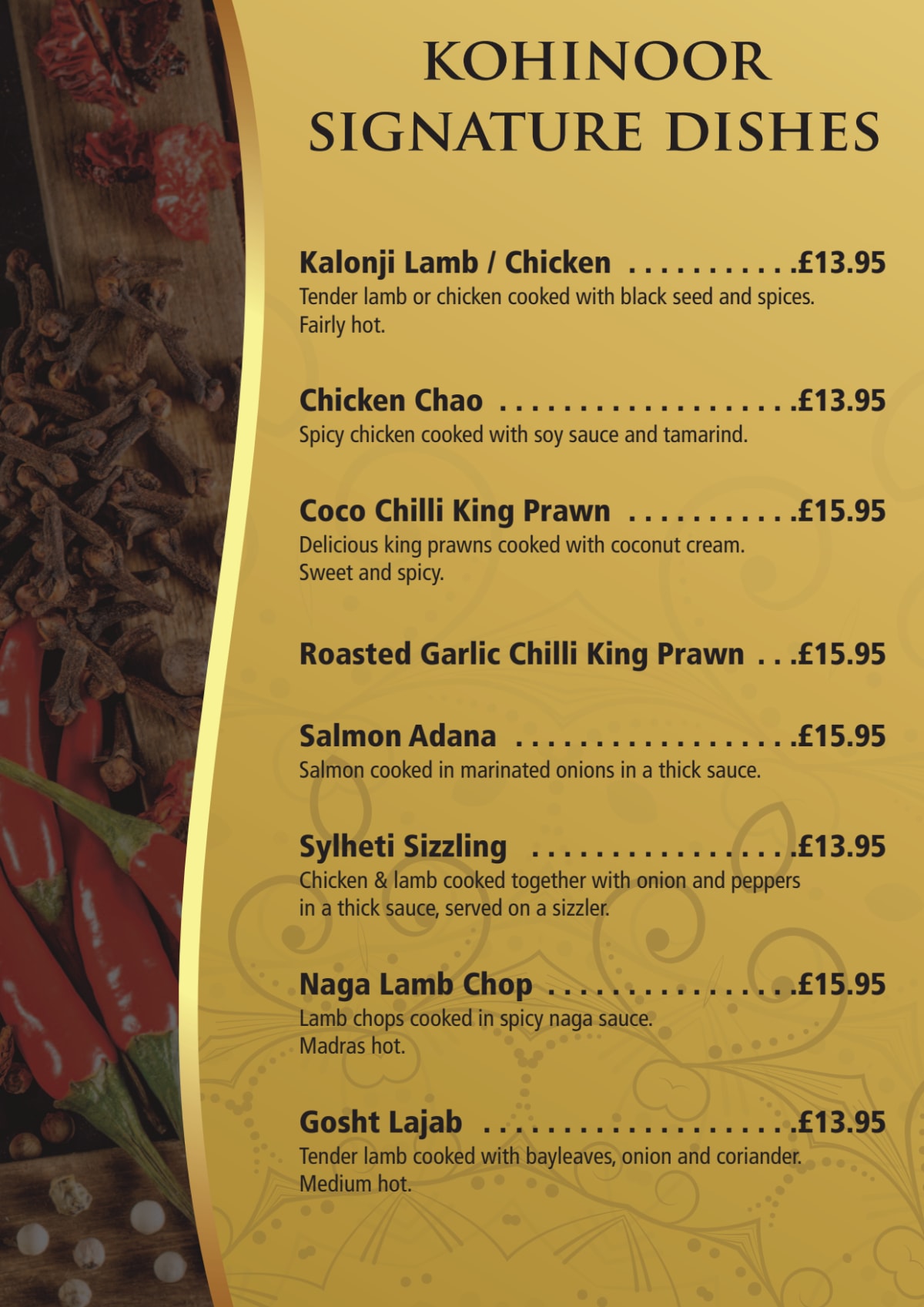 Carte et Menus 2024 Kohinoor à Gravesend TheFork