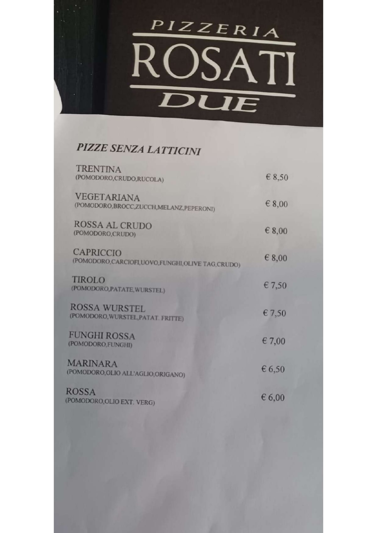 Rosati Due menu