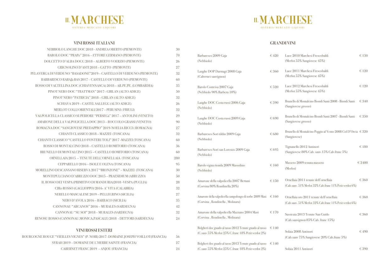 Il Marchese menu