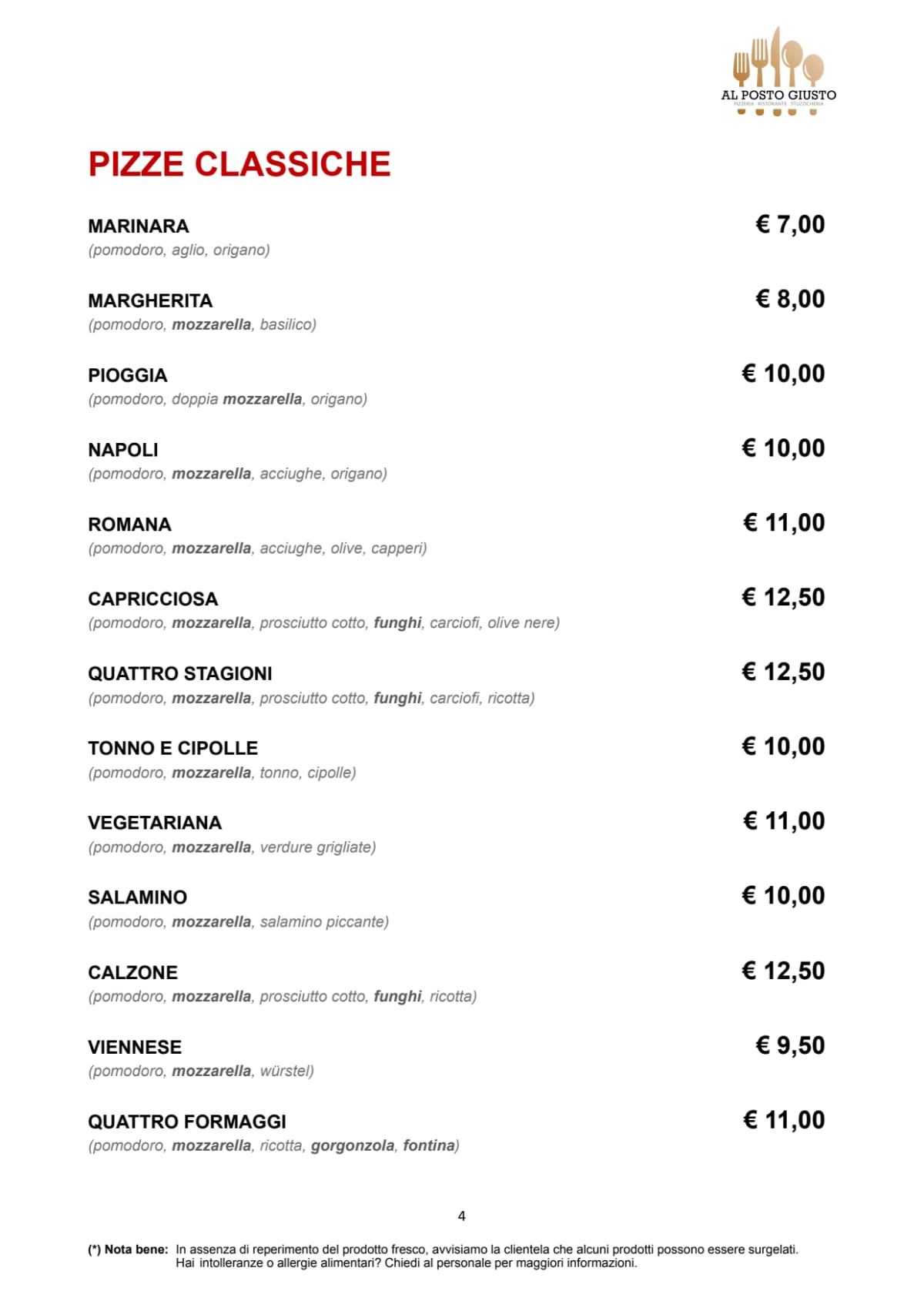 pizzeria al posto giusto colle